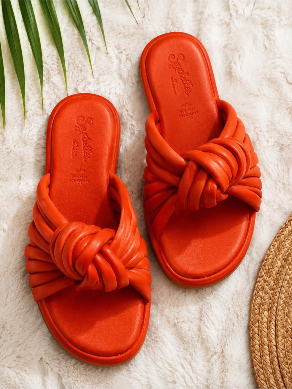 Seychelles Orange Knotted Slide Sandals